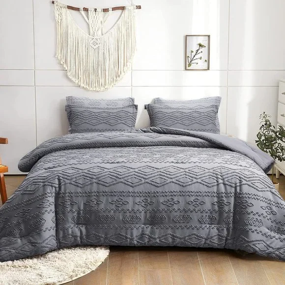 New Comforter Set - Boho Bedding Set, Light Grey Soft Fashion Luxury Bed…